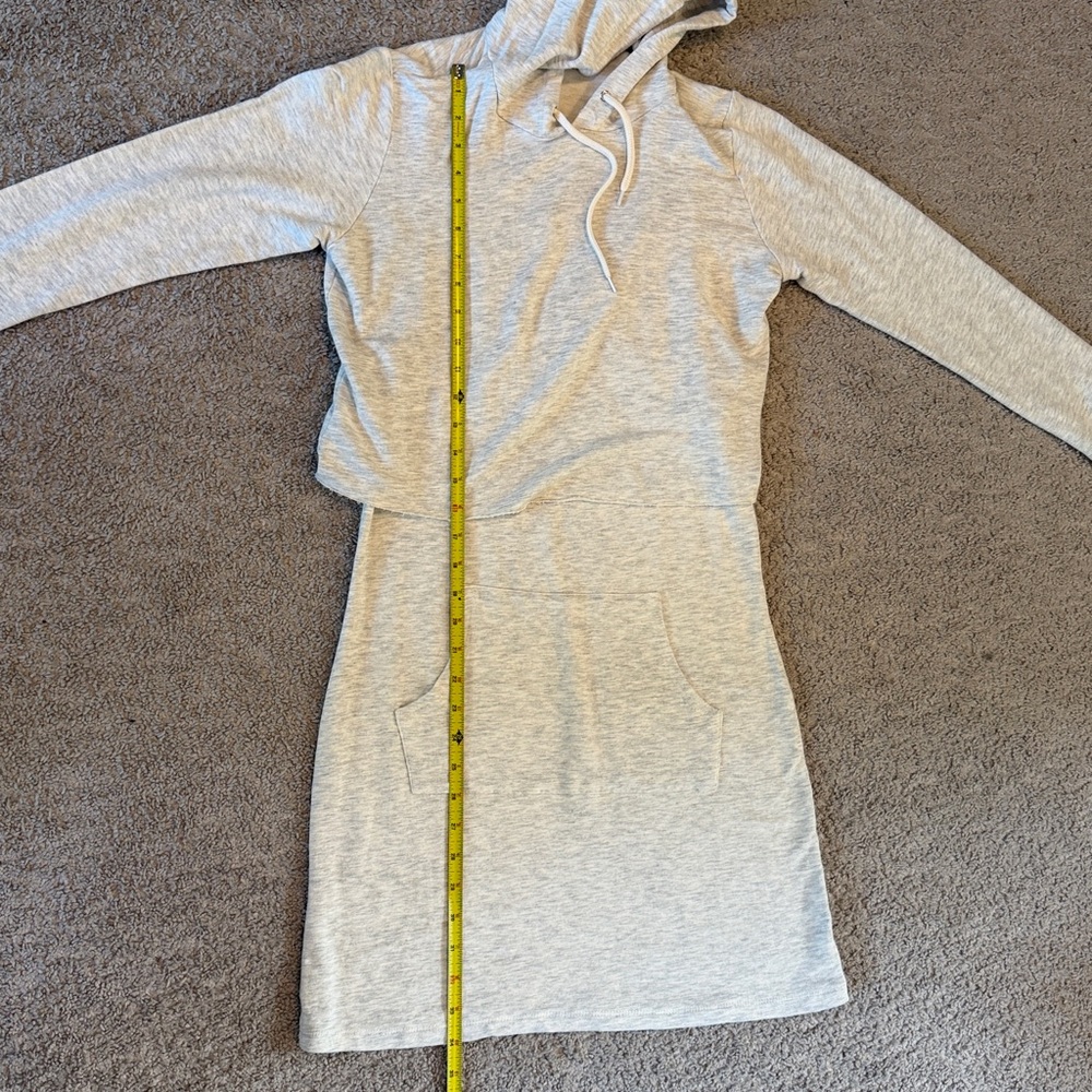 NWOT Monrow Supersoft Double Layer Hoody Dress in Ash Gray (Small) - Picture 15 of 16